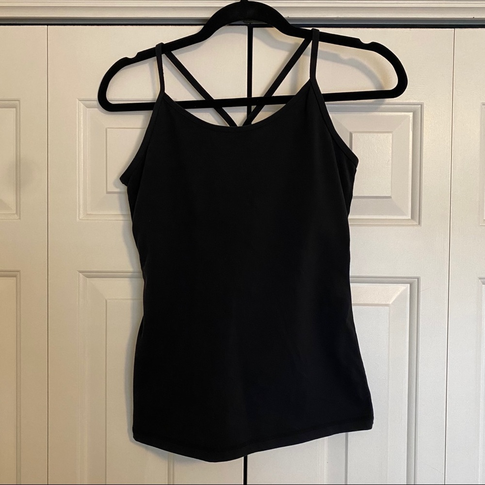 Lululemon black cross back built-in-bra tank top